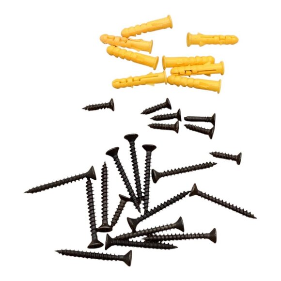 Wall Bracket Screws Anchors Set Yellow Plastic & Black Metal Durable Fasteners - Picture 1 of 9